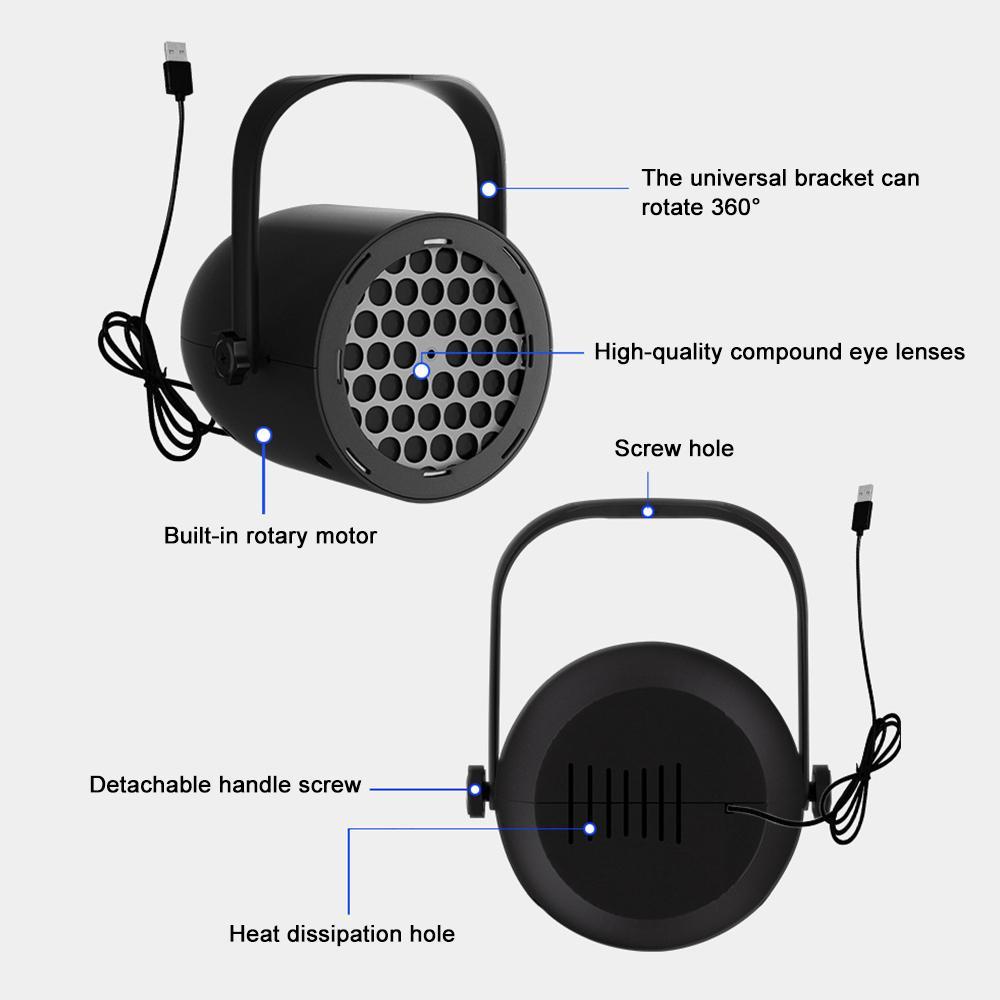 Christmas Projection Lamp With Rotating Patterns Portable Holiday Projection Light 3