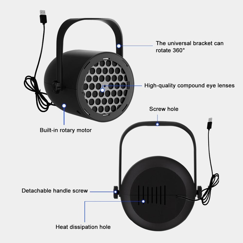 Christmas Projection Lamp With Rotating Patterns Portable Holiday Projection Light 3