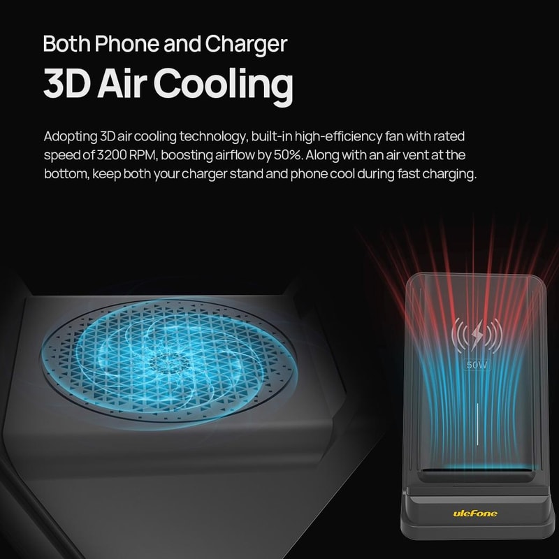 Air Cooled Wireless Charger Stand Fast Charging Dock For IPhone Samsung Android 5