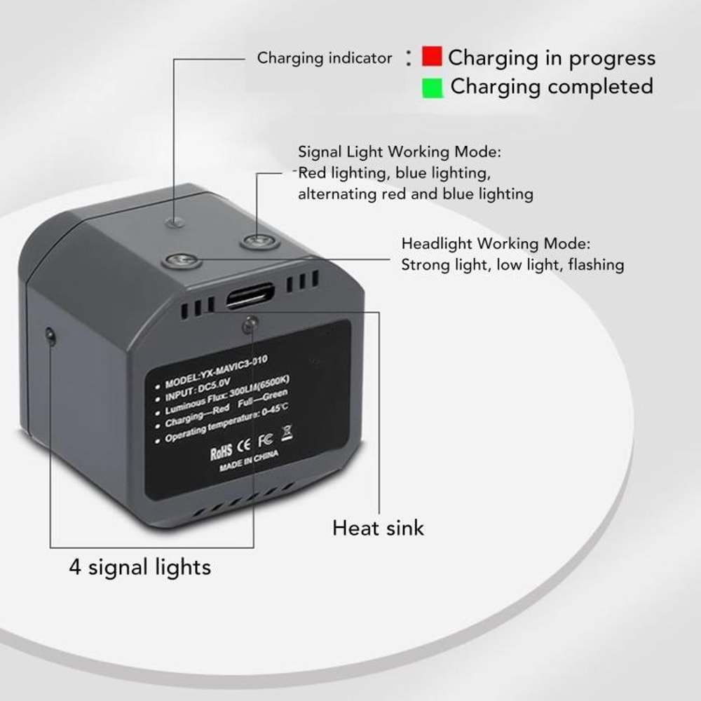 DJI Mavic 4 Pro LED Spotlight Adjustable Drone Searchlight Night Flight Light 5