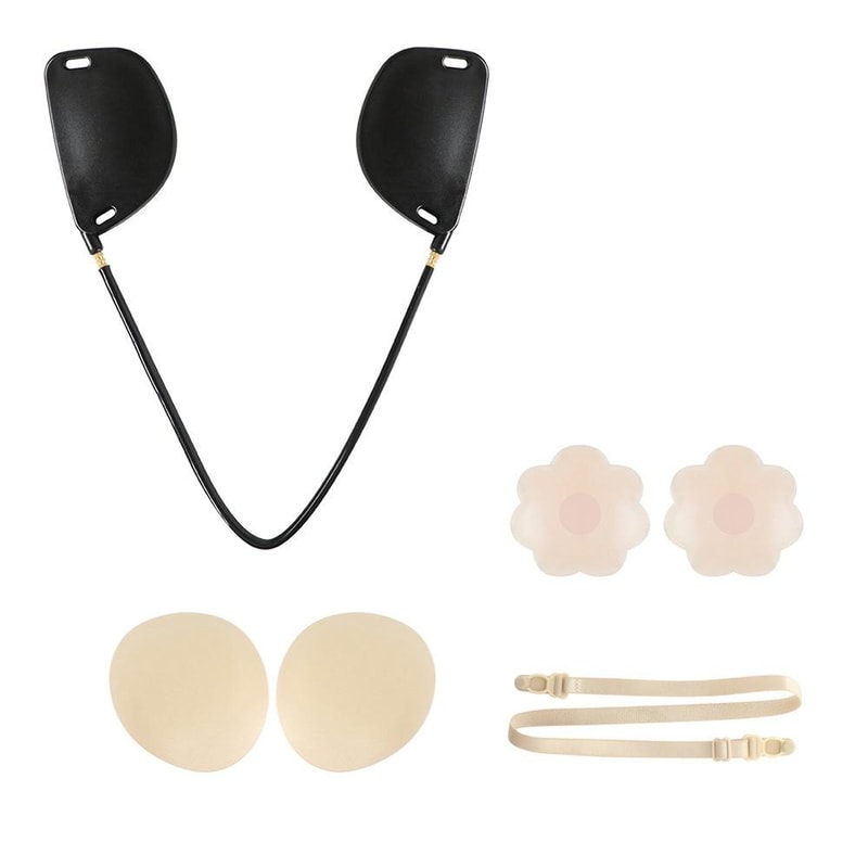 Invisible Silicone Push Up Bra Kit Strapless Backless Adhesive Bra For Deep V Dresses 0