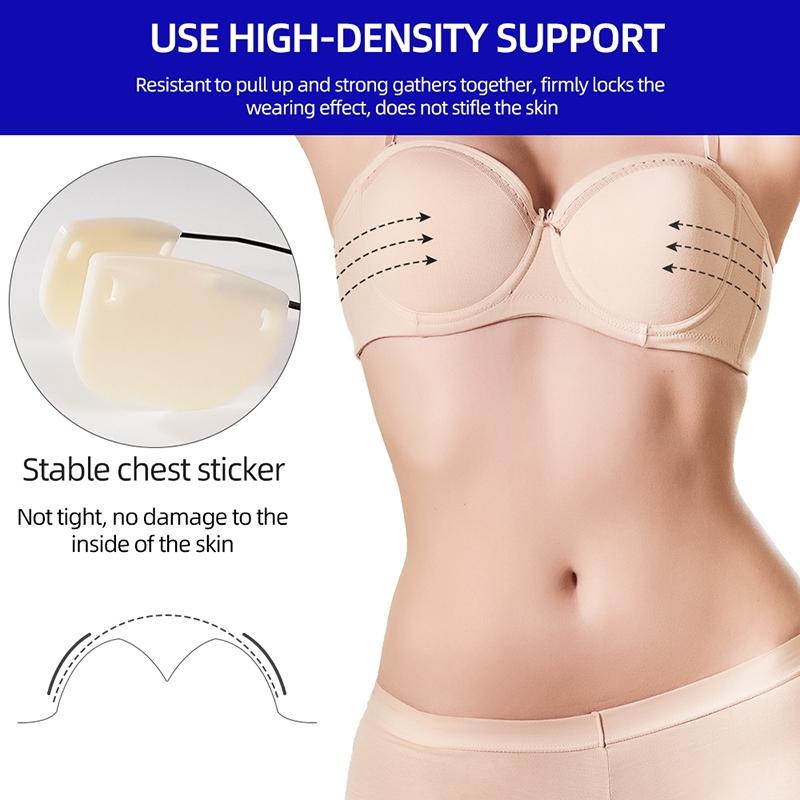 Invisible Silicone Push Up Bra Kit Strapless Backless Adhesive Bra For Deep V Dresses 3