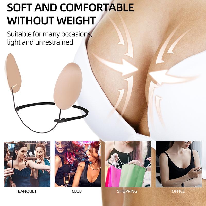 Invisible Silicone Push Up Bra Kit Strapless Backless Adhesive Bra For Deep V Dresses 4