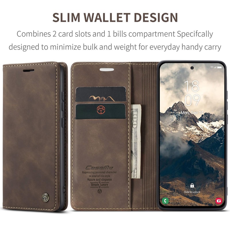 CaseMe Leather Wallet Phone Case Flip Cover With Card Holder Stand 1