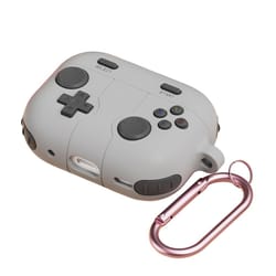 game console style airpods case, silicone airpods protective case with carabiner