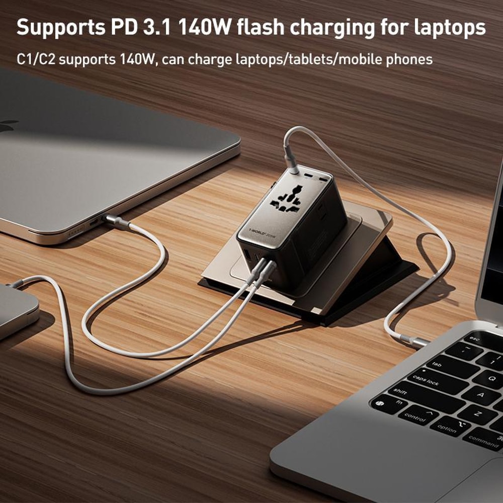 Universal Travel GaN Charger 7 Port Fast Charging Adapter With Dual AC 9