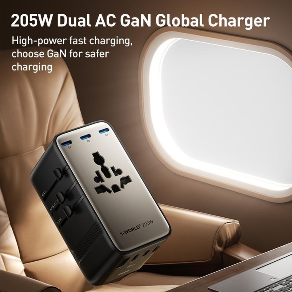 Universal Travel GaN Charger 7 Port Fast Charging Adapter With Dual AC 1
