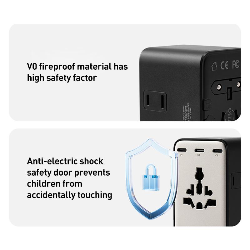Universal Travel GaN Charger 7 Port Fast Charging Adapter With Dual AC 3