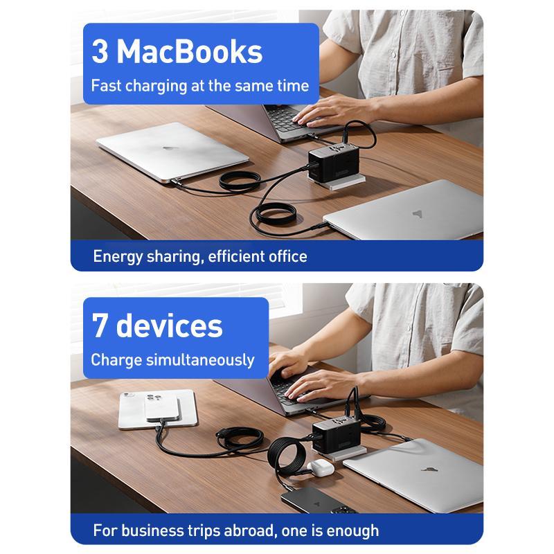Universal Travel GaN Charger 7 Port Fast Charging Adapter With Dual AC 8