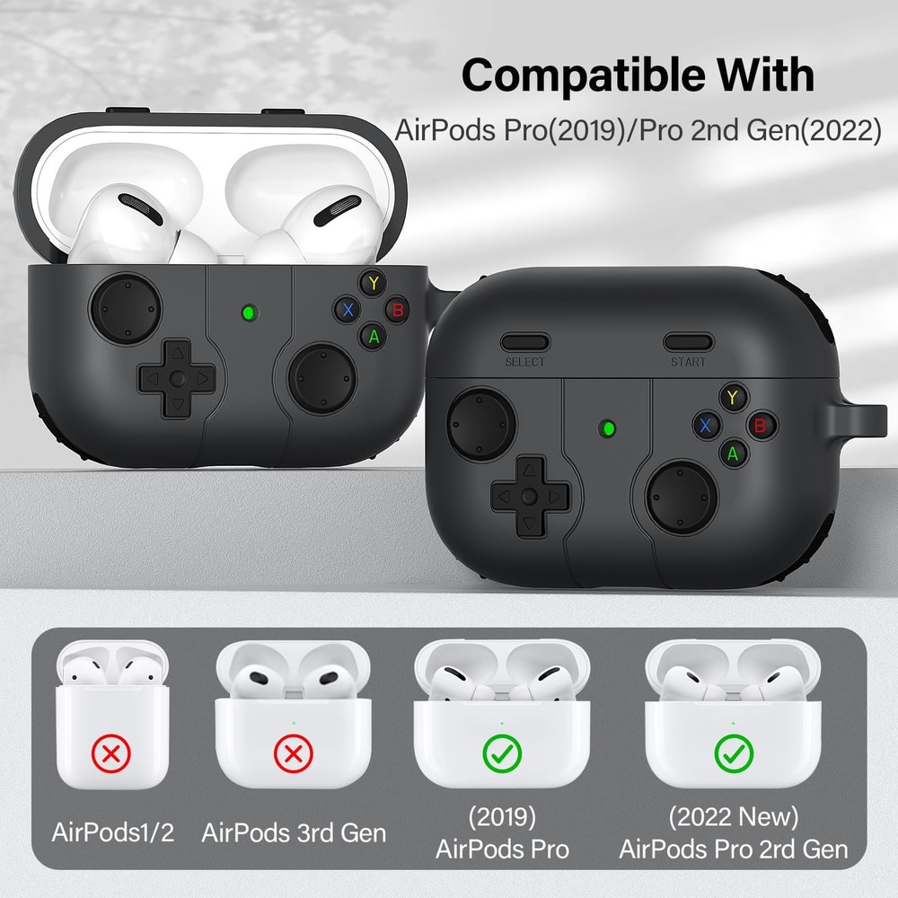 AirPods Pro Game Console Silicone Case With Carabiner Shockproof Protective Cover 5