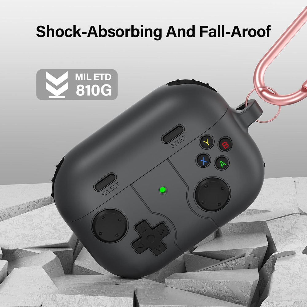 AirPods Pro Game Console Silicone Case With Carabiner Shockproof Protective Cover 6