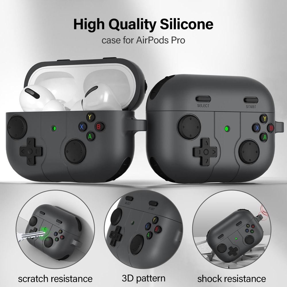AirPods Pro Game Console Silicone Case With Carabiner Shockproof Protective Cover 8