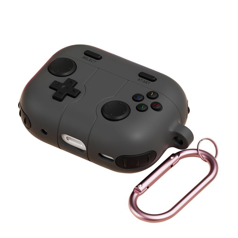 Game Console Style AirPods Case, Silicone AirPods Protective Case with Carabiner