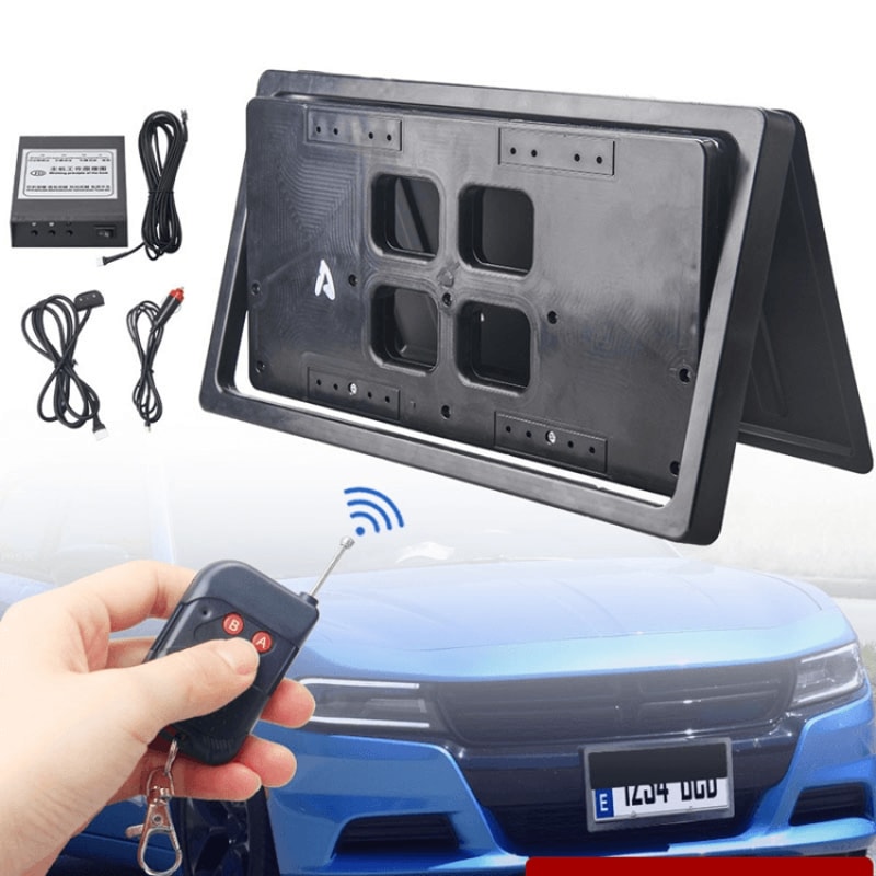Premium US Car Retractable License Plate Holder With Hidden Shutter Cover 0