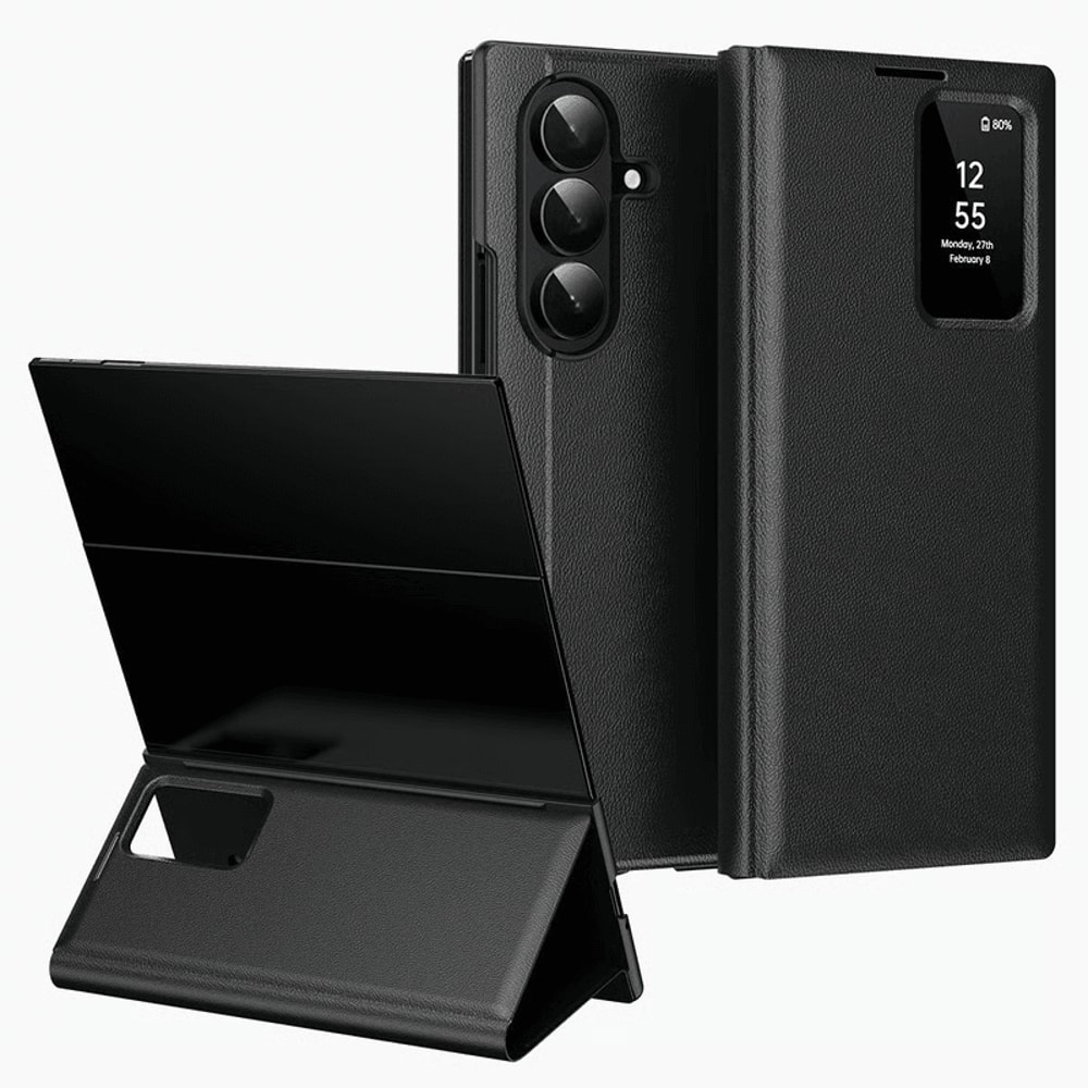 Premium Smart View Window Leather Case With Card Slot Protective Wallet Cover For Samsung Galaxy Ph 0