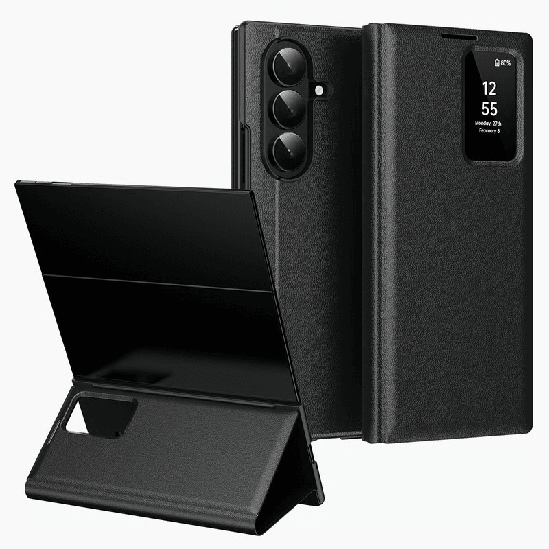 Premium Smart View Window Leather Case With Card Slot Protective Wallet Cover For Samsung Galaxy Ph 0