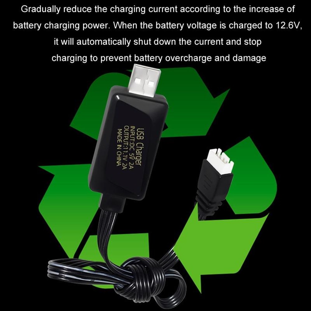 Smart USB Lithium Battery Charger Cable with LED Indicator Fast Safe Charging