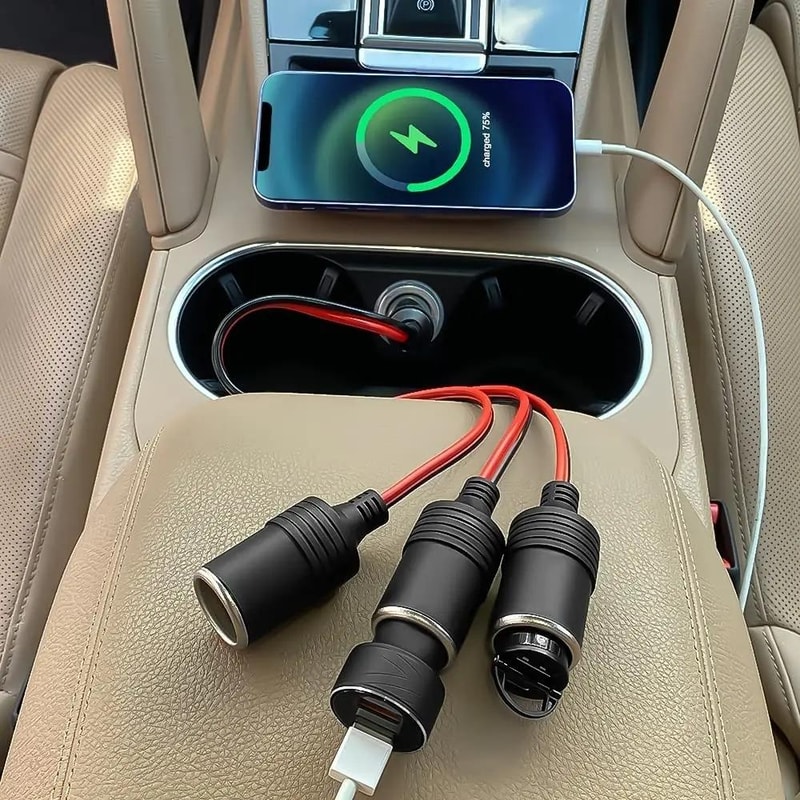 Car Cigarette Lighter Splitter With Car Charger Adapter 120W High Power Multi Socket 6