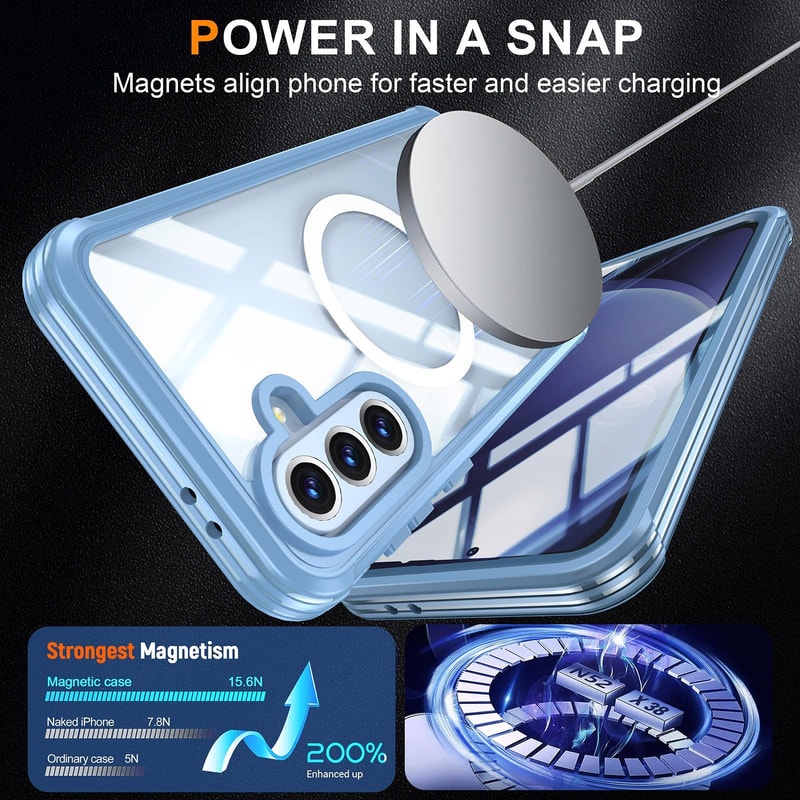 MagSafe Tempered Glass Phone Case For Samsung Galaxy Shockproof Clear Cover 3