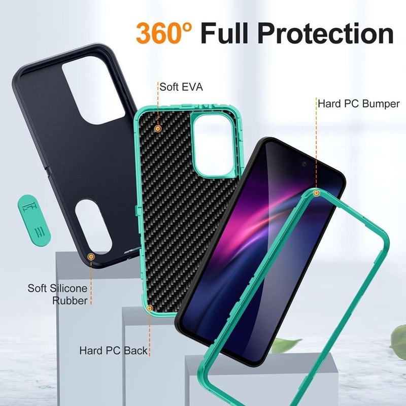 Rugged Shockproof Phone Case with Built-In Stand Hybrid Silicone Armor Cover
