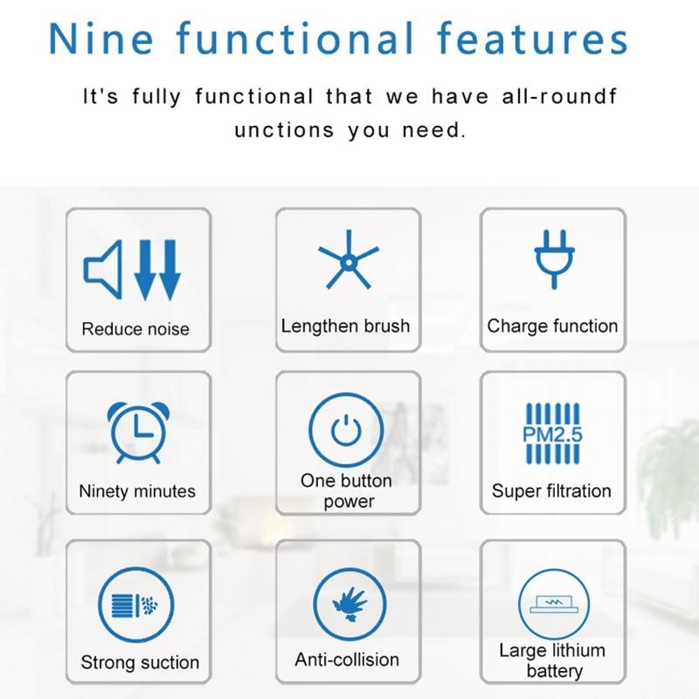 Smart Robot Vacuum Cleaner 1800Pa Strong Suction Automatic Floor Cleaner 2