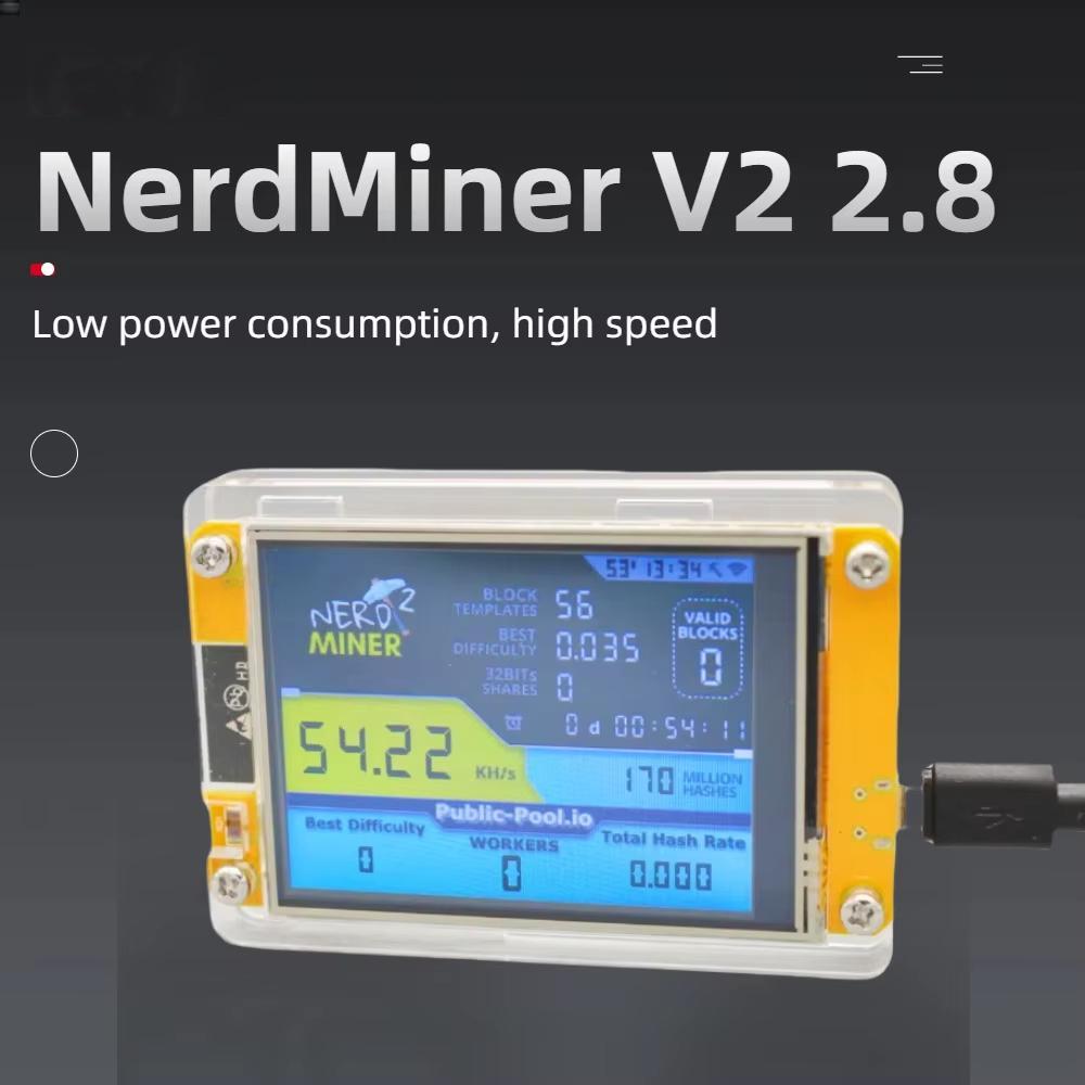 NerdMiner V2 Smart Crypto Miner Display, Portable Crypto Mining Device with Real-Time Stats