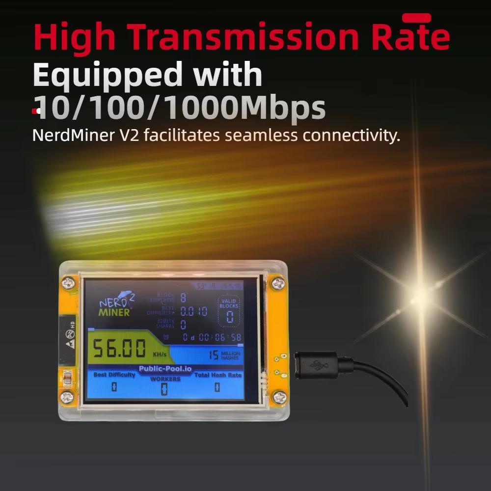 NerdMiner V2 Smart Crypto Miner Display, Portable Crypto Mining Device with Real-Time Stats