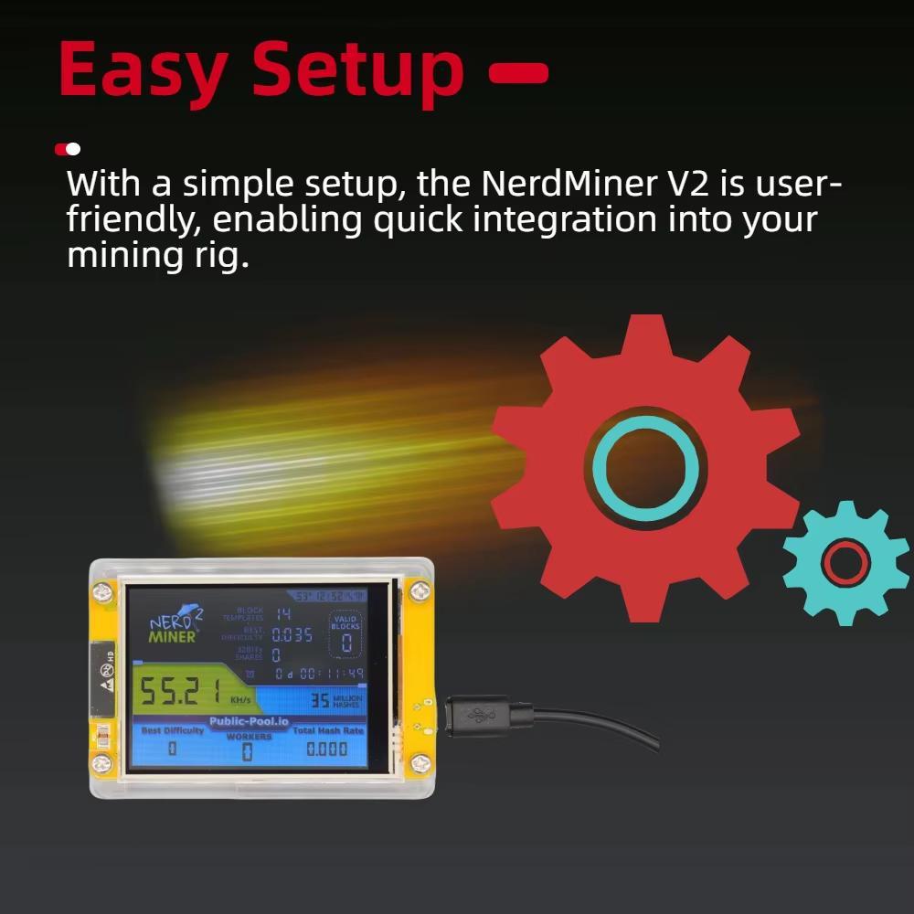 NerdMiner V2 Smart Crypto Miner Display, Portable Crypto Mining Device with Real-Time Stats