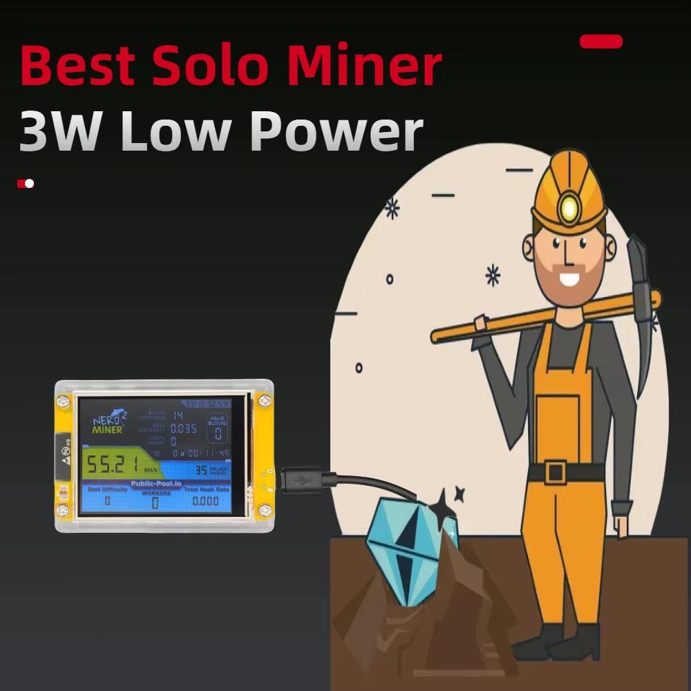 NerdMiner V2 Smart Crypto Miner Display, Portable Crypto Mining Device with Real-Time Stats