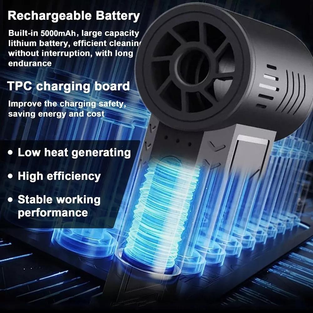 Portable High Speed Air Duster Turbo Fan with Rechargeable Battery & LED Light