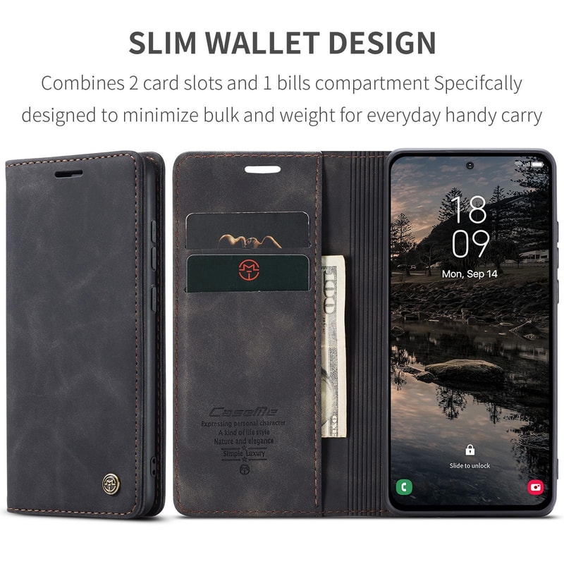 Samsung Galaxy Wallet Flip Case Leather Stand Cover With Card Slots Shockproof Protection 1