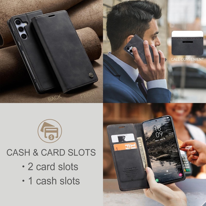 Samsung Galaxy Wallet Flip Case Leather Stand Cover With Card Slots Shockproof Protection 3