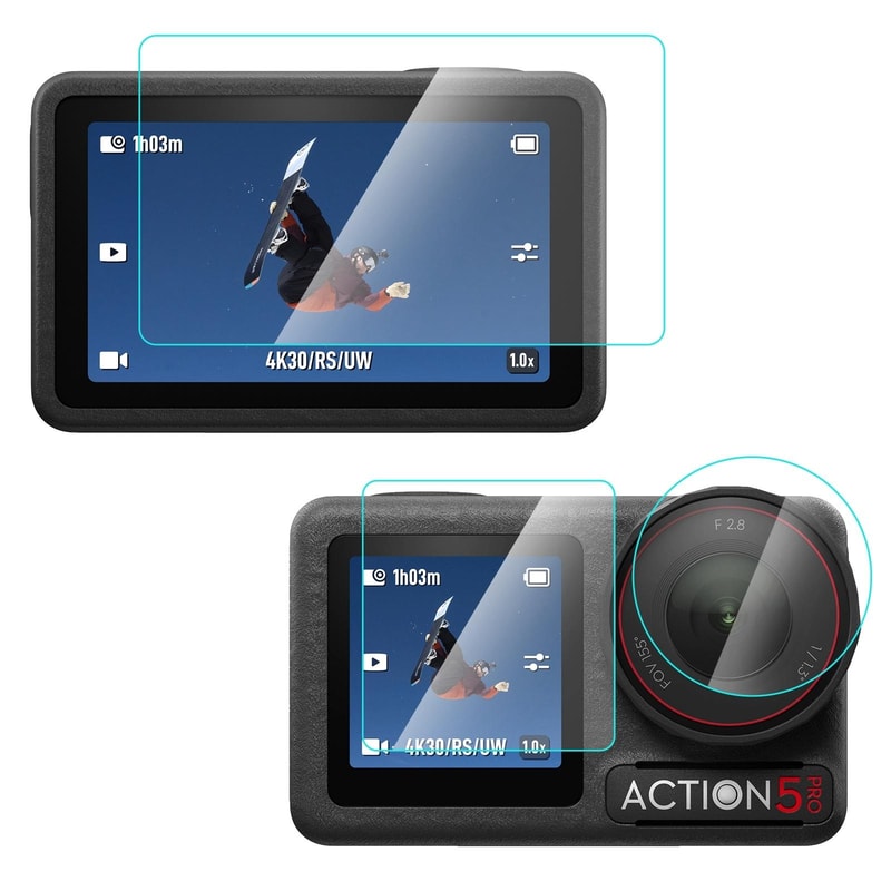 DJI Osmo Action 5 Pro Screen Protector 3-in-1 Tempered Glass Lens & Display Guard
