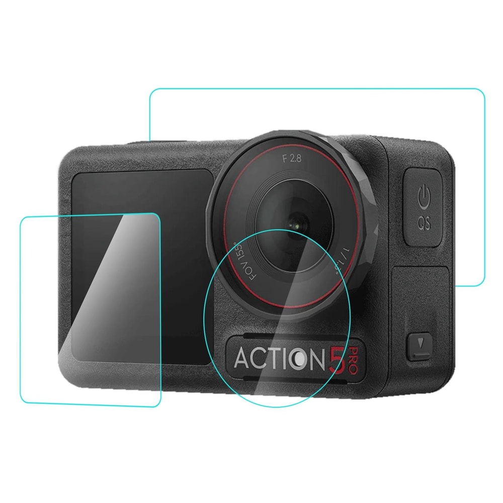 DJI Osmo Action 5 Pro Screen Protector 3-in-1 Tempered Glass Lens & Display Guard