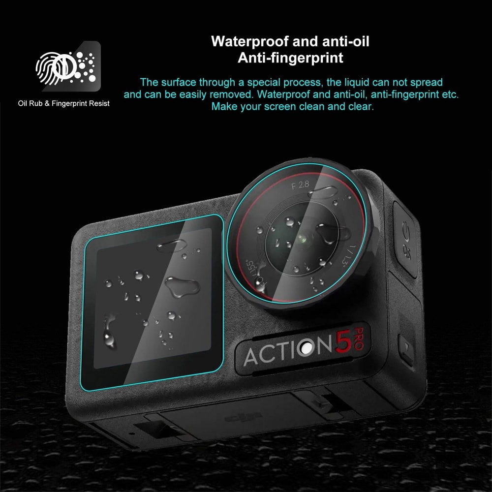 DJI Osmo Action 5 Pro Screen Protector 3-in-1 Tempered Glass Lens & Display Guard