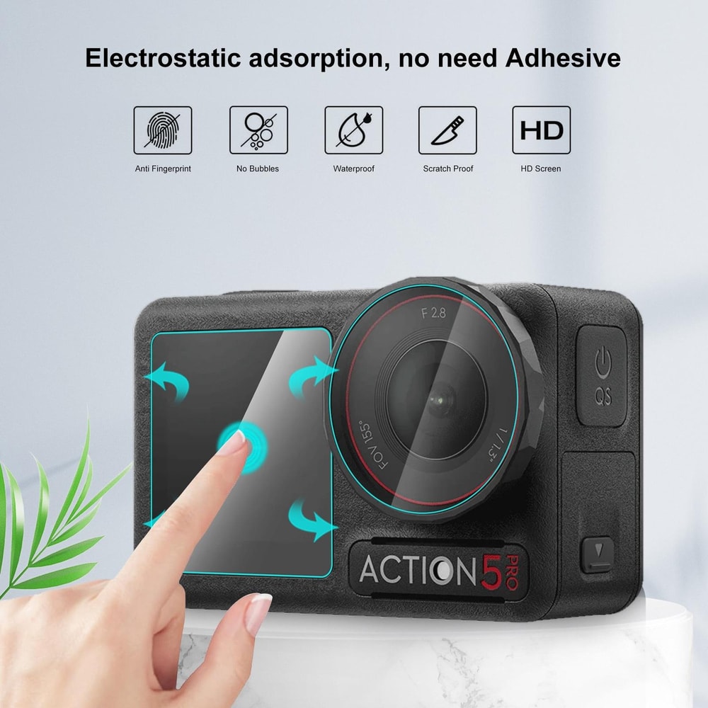 DJI Osmo Action 5 Pro Screen Protector 3-in-1 Tempered Glass Lens & Display Guard
