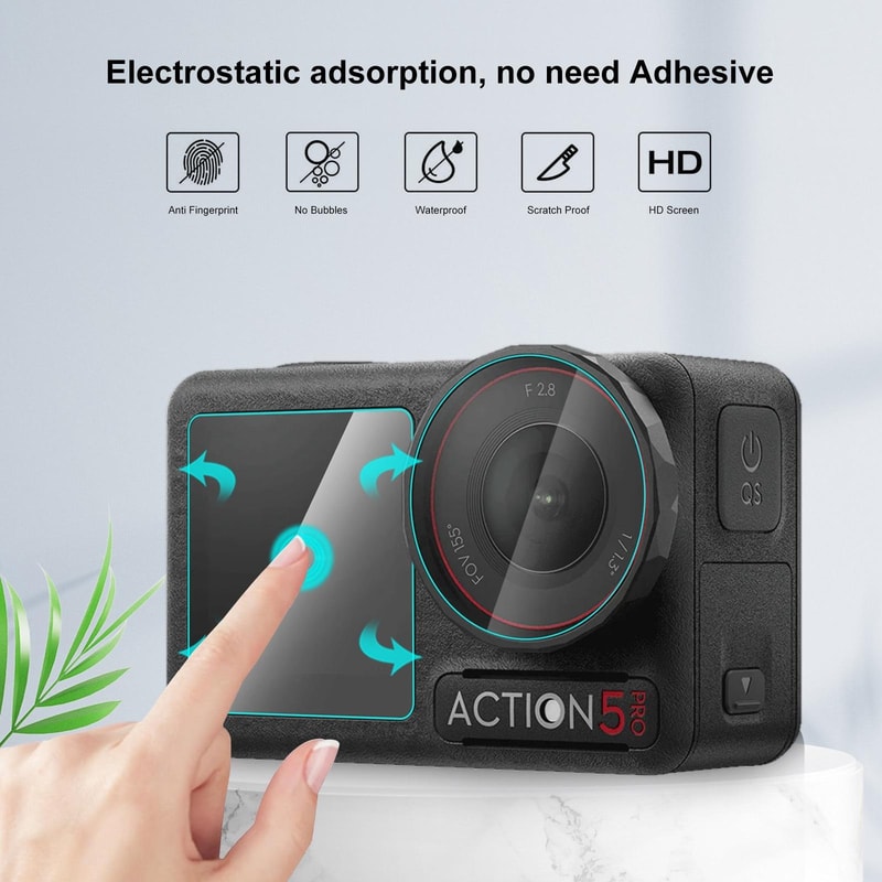 DJI Osmo Action 5 Pro Screen Protector 3-in-1 Tempered Glass Lens & Display Guard