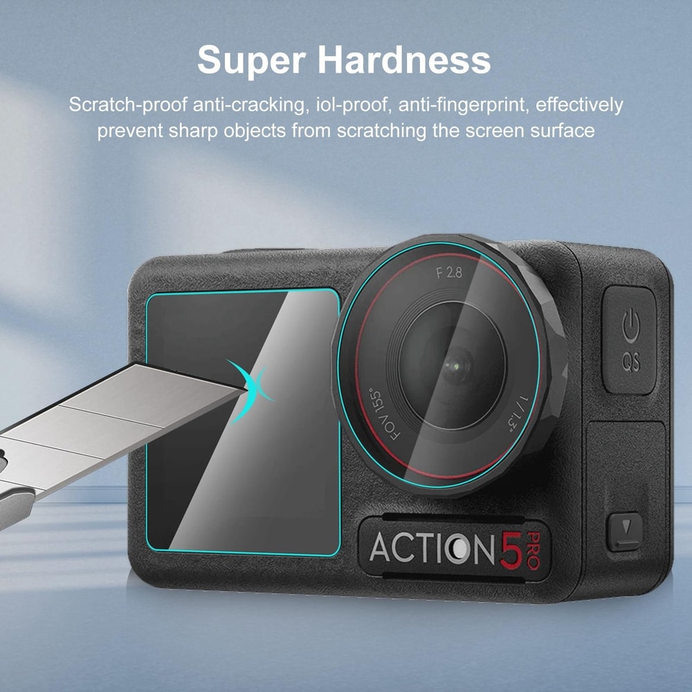 DJI Osmo Action 5 Pro Screen Protector 3-in-1 Tempered Glass Lens & Display Guard