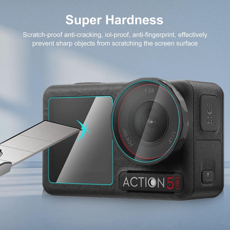 DJI Osmo Action 5 Pro Screen Protector 3-in-1 Tempered Glass Lens & Display Guard