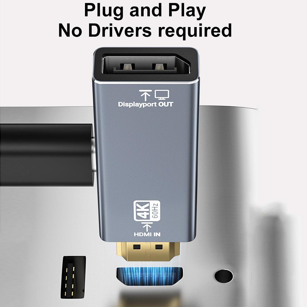 4K HDMI to DisplayPort Adapter 60Hz High Speed Converter for Ultra HD Displays