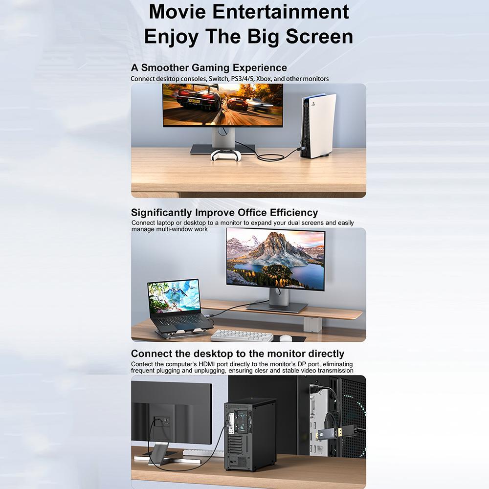 4K HDMI to DisplayPort Adapter 60Hz High Speed Converter for Ultra HD Displays