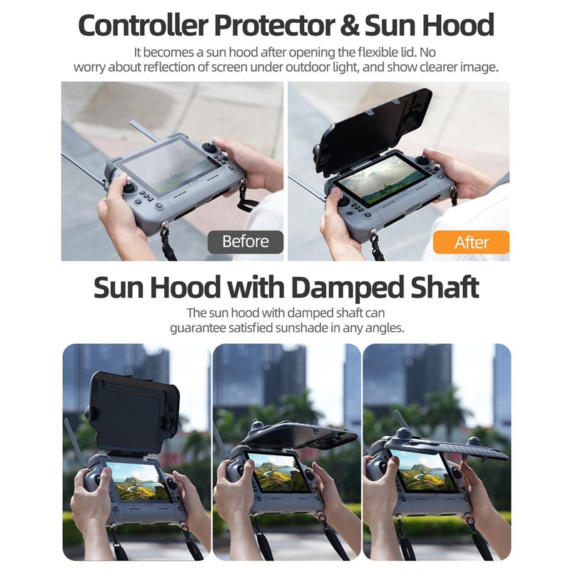 DJI RC Plus 2 Sunshade Cover with Screen Protection Foldable Anti-Glare Remote Shield