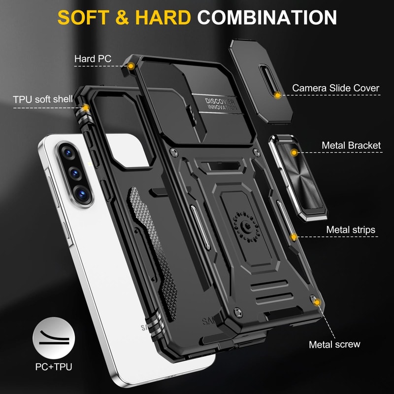 Samsung Galaxy Case Shockproof Phone Case Camera Protection Case Magnetic Ring Holder Case Rugged A 1