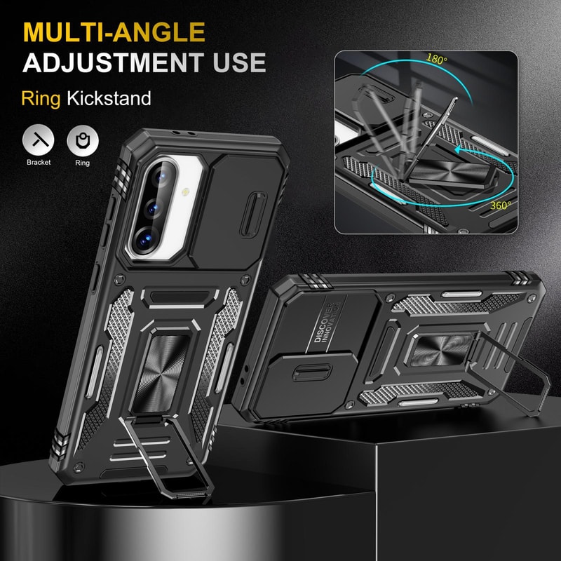 Samsung Galaxy Case Shockproof Phone Case Camera Protection Case Magnetic Ring Holder Case Rugged A 3