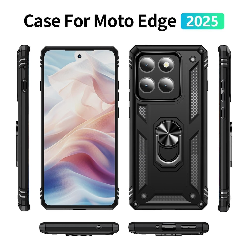 Motorola Edge Shockproof TPU PC Case With Ring Holder Kickstand Protective Cover 1