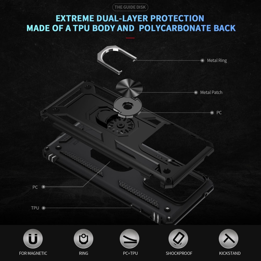 Motorola Edge Shockproof TPU PC Case With Ring Holder Kickstand Protective Cover 3