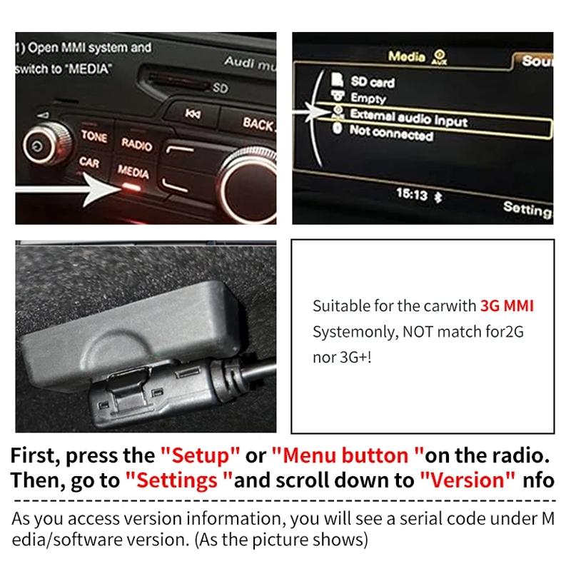 Audi MMI Bluetooth Audio Cable Wireless Music Adapter Harness For Audi VW Skoda 7