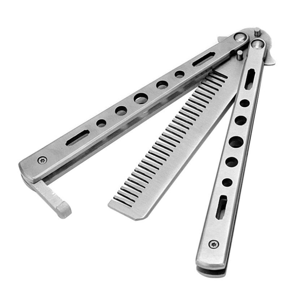 Premium Stainless Steel Butterfly Knife Practice Comb Trainer Safe Training Tool 0