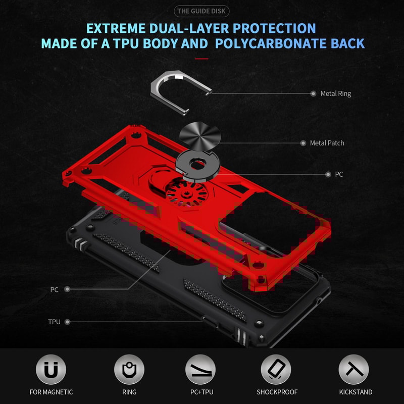 Motorola Edge 5G Shockproof Phone Case With Ring Holder Protective Cover 2