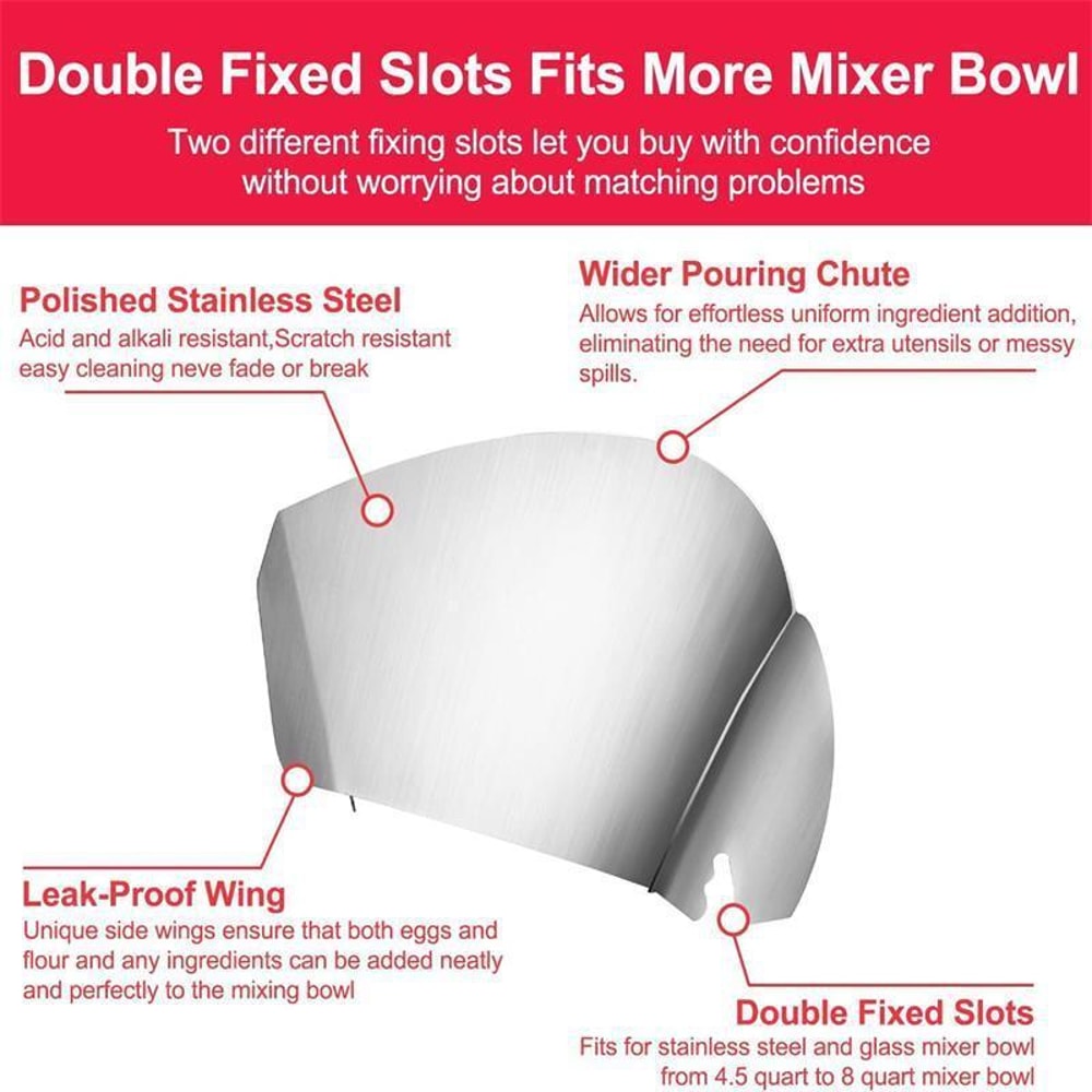 Premium Stainless Steel Mixer Bowl Pour Guard Mess Free Stand Mixer Pouring Shield Attachment 2